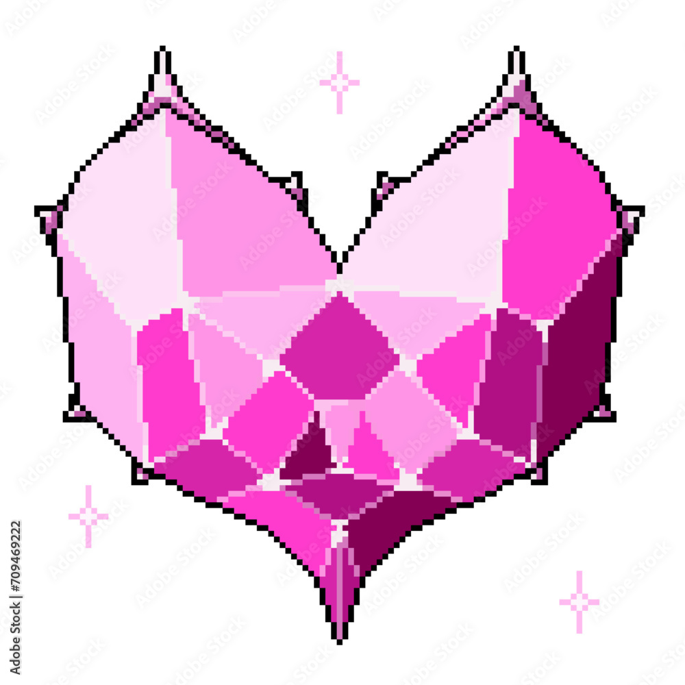 pixel art pink diamond heart pixel art pink diamond heart