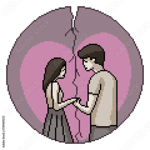 pixel art couple break up