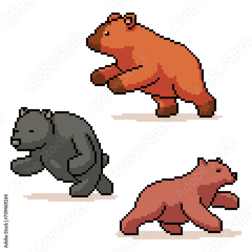 pixel art brown bear pose