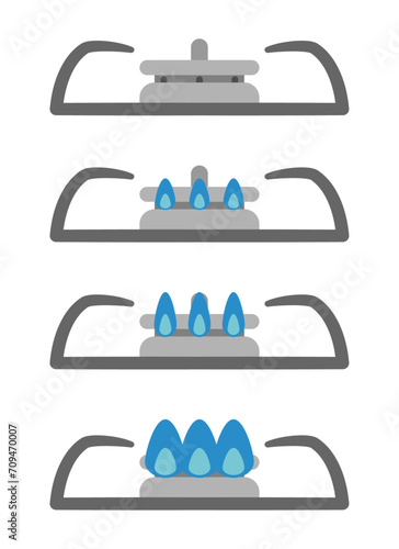 ガスコンロの火加減のセット