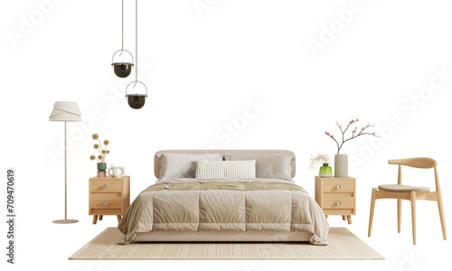 Fototapeta Naklejka Na Ścianę i Meble -  Bedroom on transparent background- 3D rendering