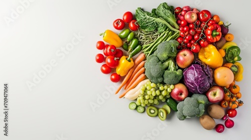 Heart-Shaped Assortment of Colorful Fruits and Vegetables