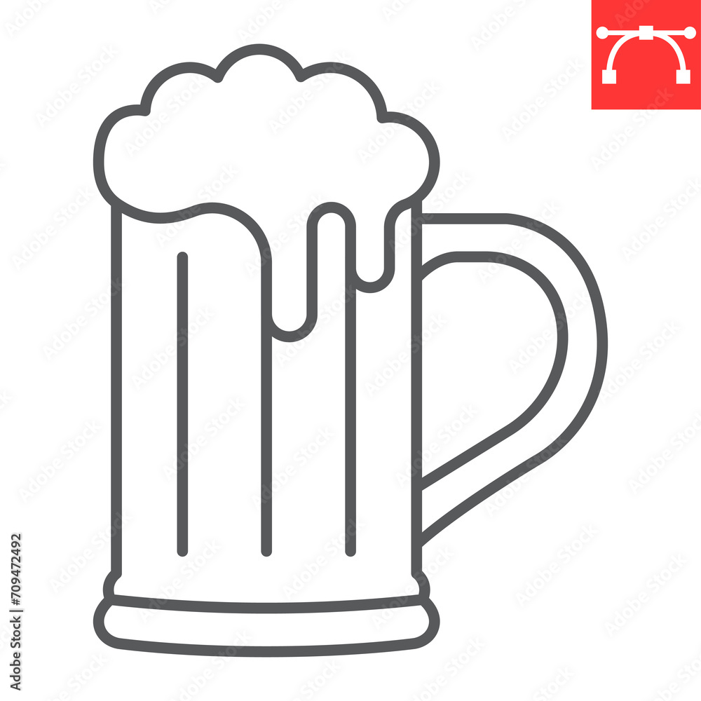 Beer line icon, St. Patrick's Day and holiday, mug of beer vector icon, vector graphics, editable stroke outline sign, eps 10. Beer line icon, St. Patrick's Day and holiday, mug of beer vector icon, vector graphics, editable stroke outline sign, eps 10.