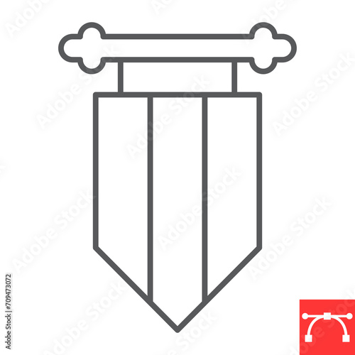 Ireland flag line icon, St. Patrick's Day and geography, irish pennant vector icon, vector graphics, editable stroke outline sign, eps 10.