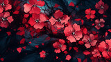 red flowers ink texture. acrylic modern art. inkscape
