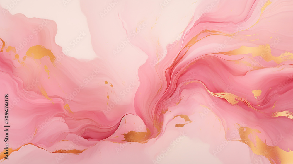 floral pink gold paint art, marble oil watercolor wallpaper. Grunge ink texture.