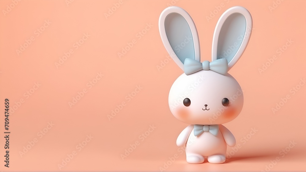3d Cute Easter Bunny on peach background 3d Cute Easter Bunny on peach background