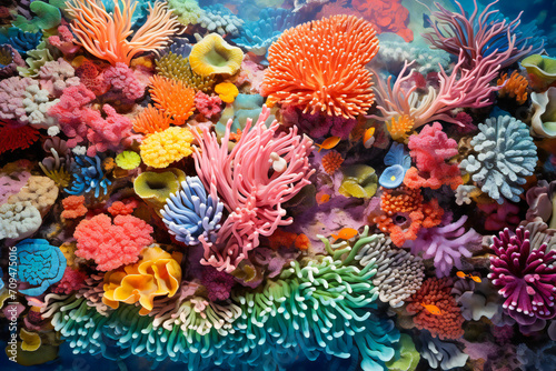 A beautiful aerial view of a colorful coral reef