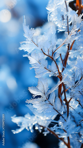 Frozen leaves in winter