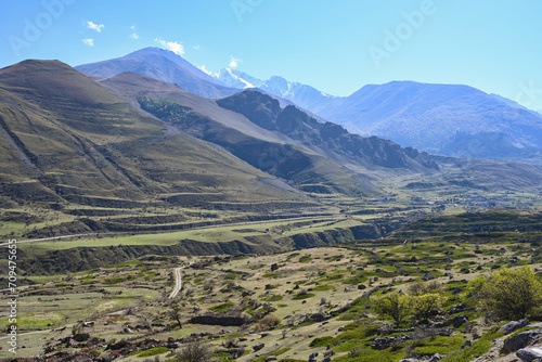 Picturesque landscape of the Chegem mountain valley