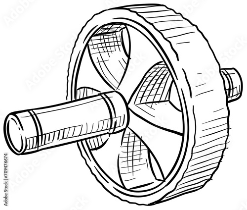 ab wheel gym handdrawn illustration