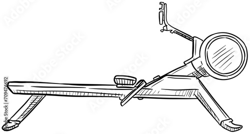 gym rowing machine handdrawn illustration