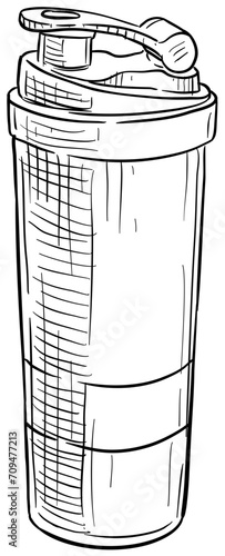 protein shaker handdrawn illustration