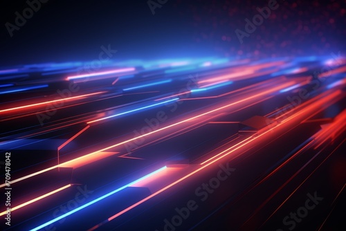 Dynamic tech background with glowing lines. Futuristic, data information concept