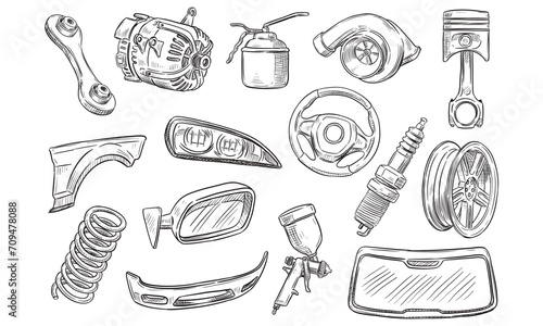 car service handdrawn collection