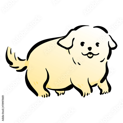 仔犬の和風ベクターイラスト（カラー）。