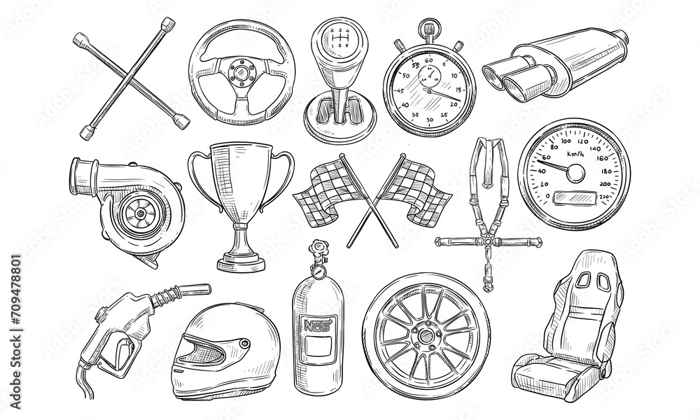 racing car handdrawn collection racing car handdrawn collection