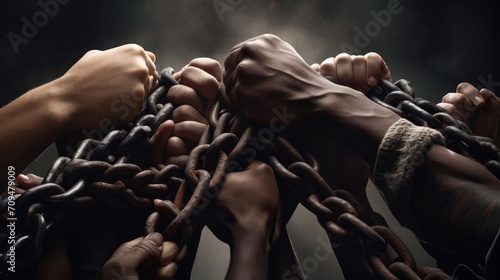 Hands forming a chain, symbolizing the strength of community support photo