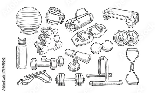 fitness center handdrawn collection