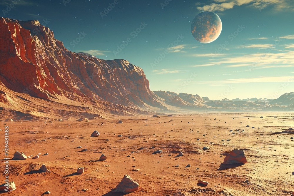A mars landscape, the red planet.