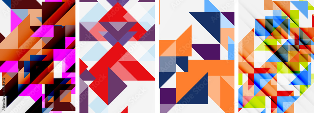 Set of abstract random triangle composition backgrounds. Vector illustration for for wallpaper, business card, cover, poster, banner, brochure, header, website Set of abstract random triangle composition backgrounds. Vector illustration for for wallpaper, business card, cover, poster, banner, brochure, header, website