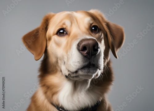 Studio shot of a beautiful Golden Retriever, isolated on grey background.