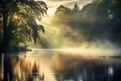 misty morning in the forest
