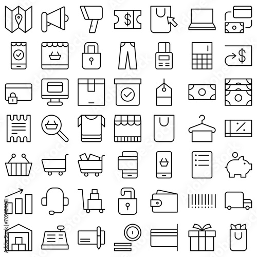 Vector of E-Commerce Icon Set. Perfect for user interface, new application. 