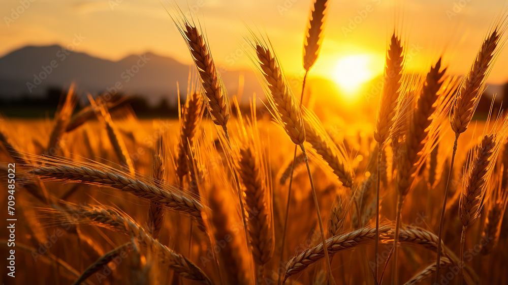 beautiful nature background with sunset over the wheat field photograph beautiful nature background with sunset over the wheat field photograph