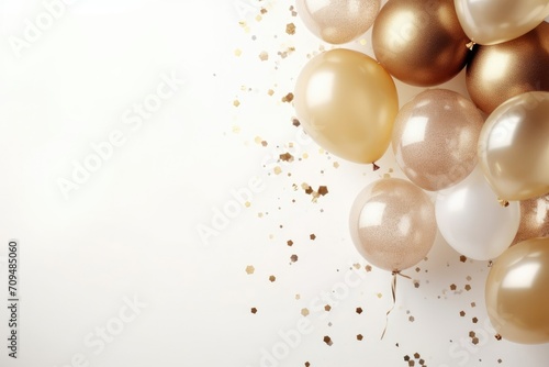 Wallpaper Mural Golden and white balloon collection isolated on the white copyspace background. Helium balloon template for party and celebration. Torontodigital.ca