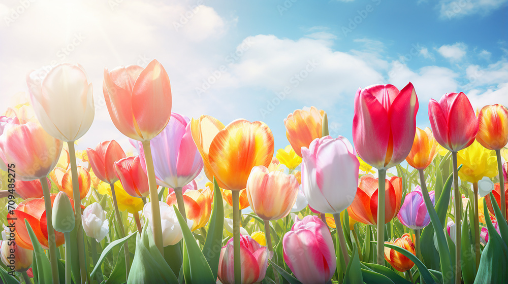 background with front yard tulip garden