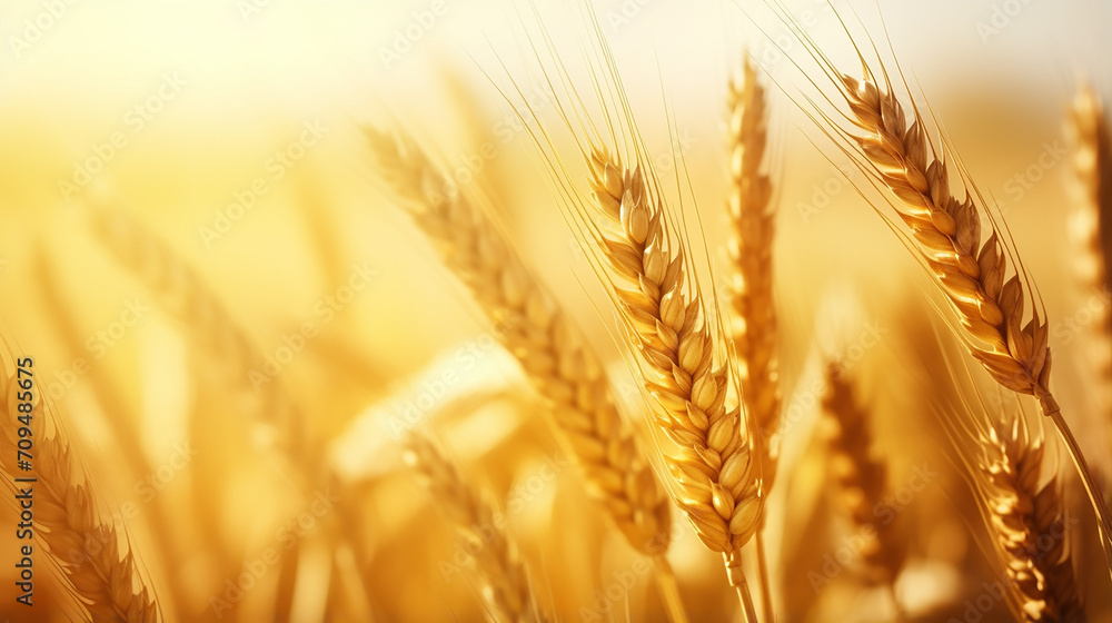 wheat field ears of golden wheat closeup harvest with bokeh background wheat field ears of golden wheat closeup harvest with bokeh background