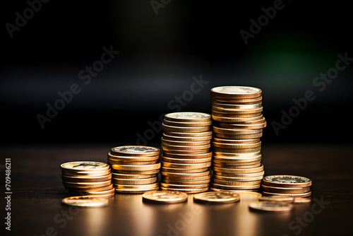 Wallpaper Mural Stacks of coins with copy space for business and financial concept idea, Close up of coins stacked on each other , Torontodigital.ca