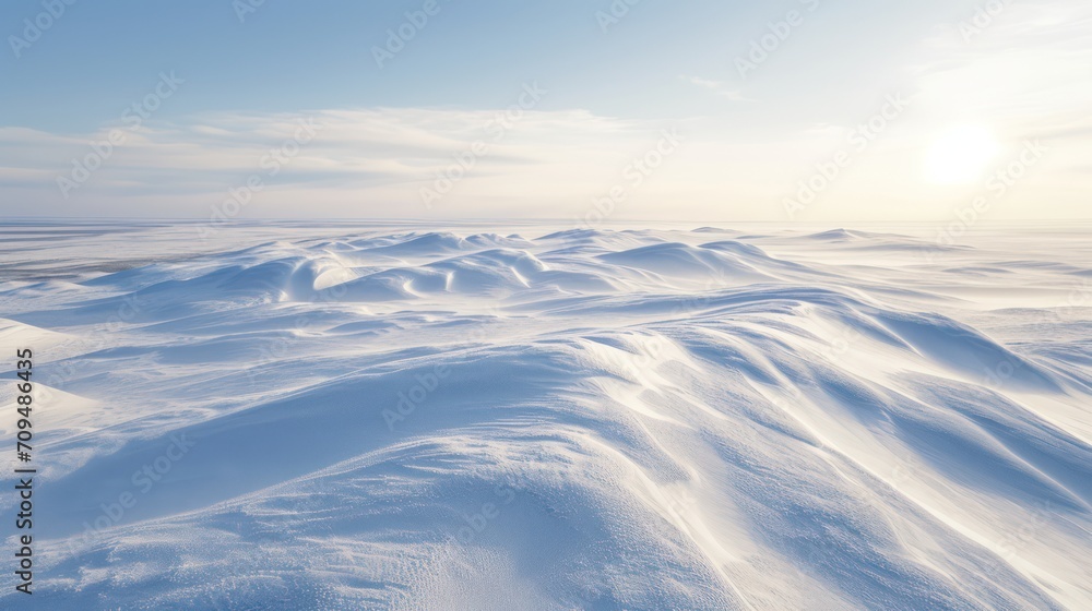 Winter landscape with snowdrifts and blue sky. Winter landscape with snowdrifts and blue sky.