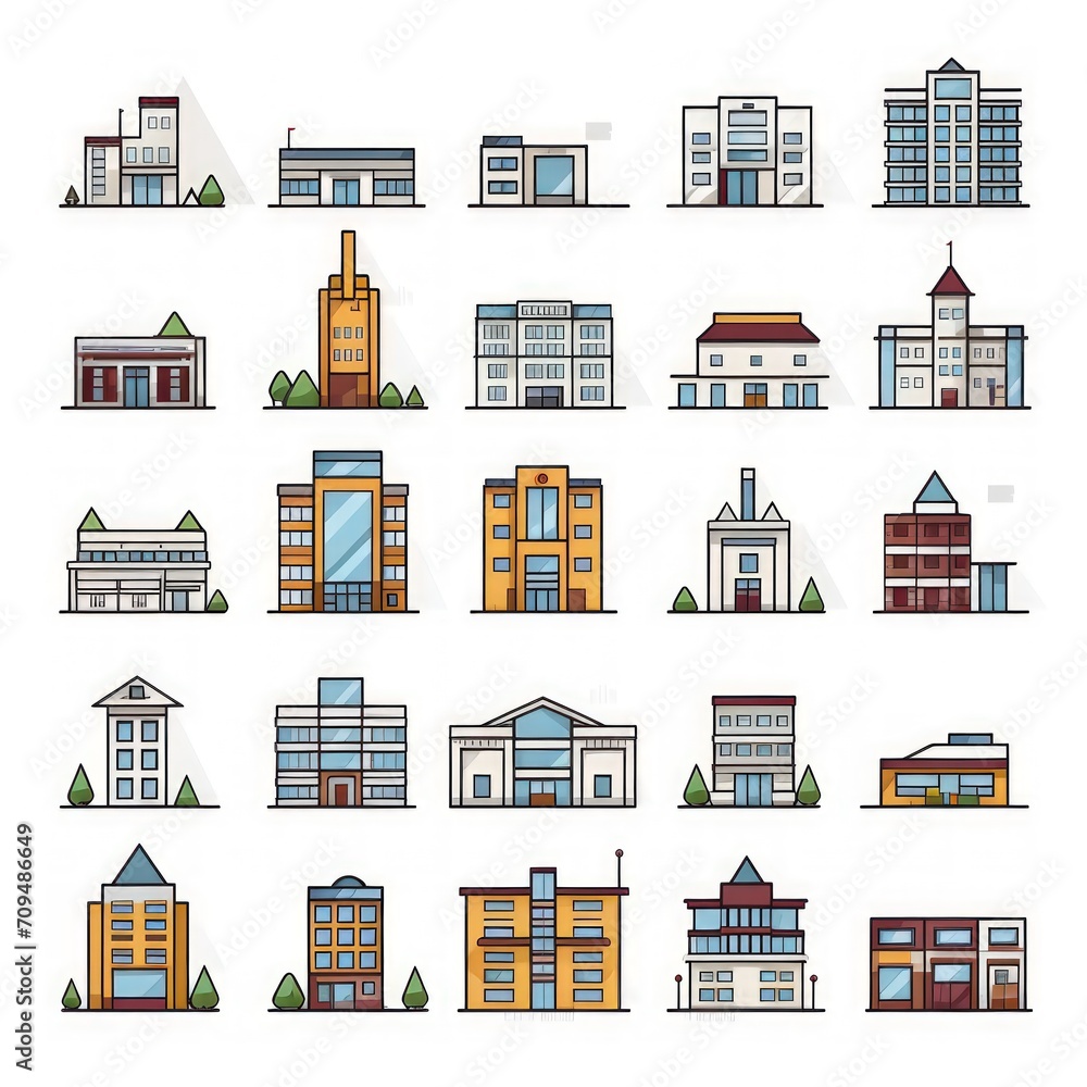 Fototapeta premium Design a Collection of building icons on a white background