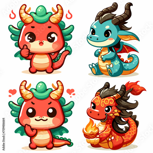 Cute chinese dragon new year
