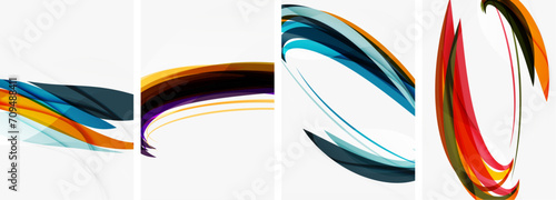 Colorful wave lines poster set for wallpaper, business card, cover, poster, banner, brochure, header, website