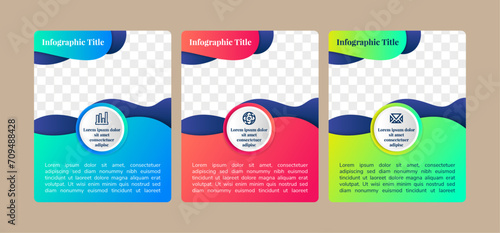 collection of infographic photo frame information. Marketing agency social media post design with colorful shape. liquid shape with icon label. Usable for social media post, banners, and web ads.