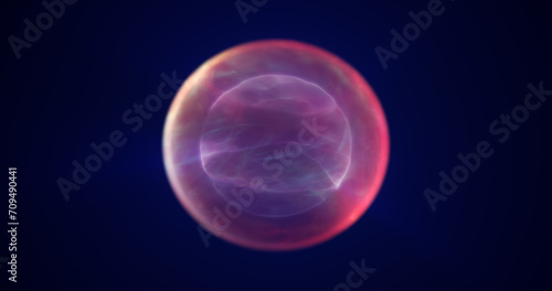 Spinning purple energy sphere digital atom hi-tech ball futuristic magic circle glowing bright force field abstract background