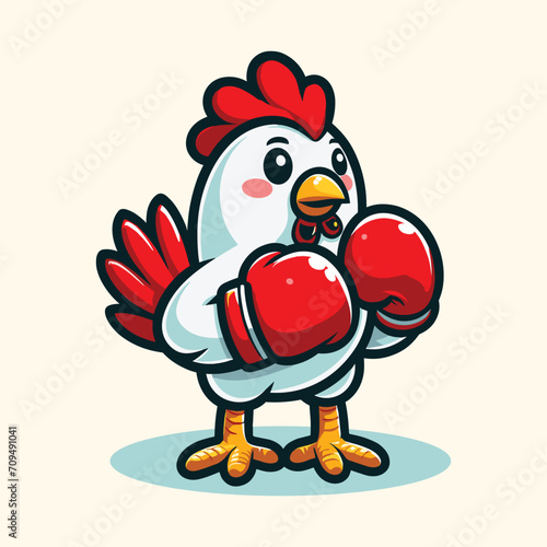 cute retro cartoon chicken mascot. Chicken Logo Cartoon Character. A funny Cartoon Rooster chicken