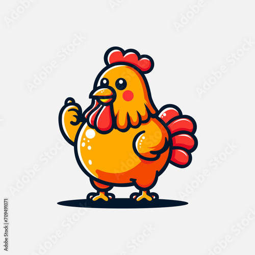 cute retro cartoon chicken mascot. Chicken Logo Cartoon Character. A funny Cartoon Rooster chicken © MarissaAyang