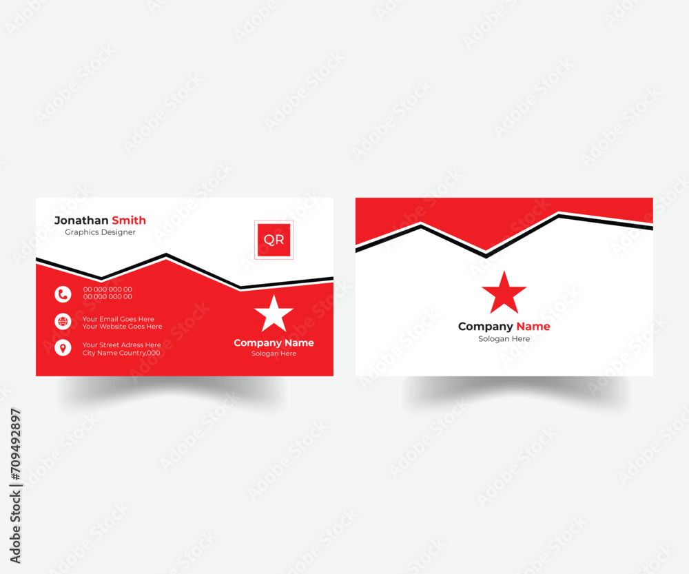 Modern business card design vector new, Minimal business card print template design. black and red color, Company business card template, Professional business card design templates Modern business card design vector new, Minimal business card print template design. black and red color, Company business card template, Professional business card design templates