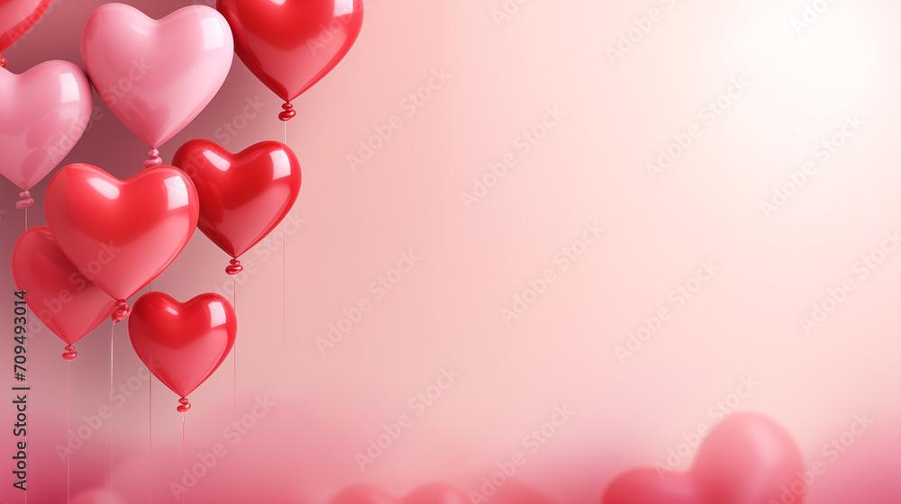 Valentines day background with heart shaped balloons