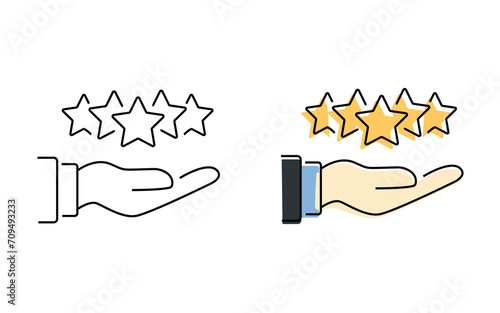 estimation. estimate. star. comments. estimate. high score. low score. a satisfied customer. a dissatisfied customer. mistakes. the icon. vector. on a white background. flat icons. Linart.