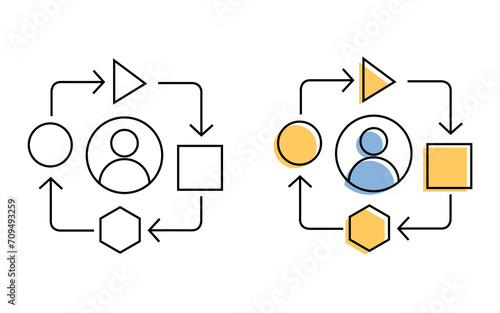 staff. the icon. worker. team. a company of employees. game. group. cohesion. vector. on a white background. flat icons. Linart. photo