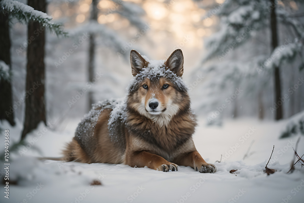 Obraz premium gray wolf in snow