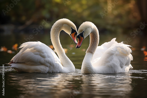 two swans in the lake