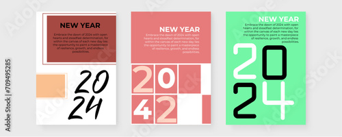 Colorful colourful vector modern design 2024 greeting card for happy new year