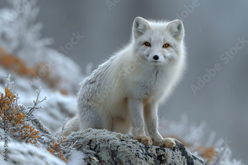 An Arctic fox expertly camouflaged in the snowy silence of its surroundings © Venka