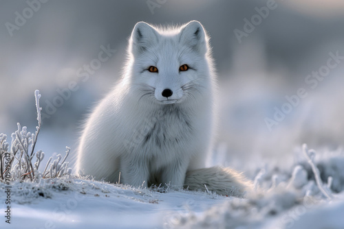 An Arctic fox expertly camouflaged in the snowy silence of its surroundings © Veniamin Kraskov